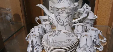 طقم شاي وجاتوه ابيض نيش عروسة لم يستخدم