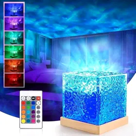 مصباح ديكور زجاجي LED بـ 16 لون متغير – مصباح جو عام أنيق بإضاءة ملونة مع تحكم عن بعد – مثالي لغرف النوم والمكاتب والهدايا