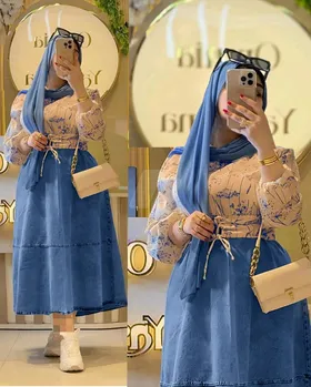?طقم جيبه وبلوزه جيبه جينز ساده بلوزه مشجره كم استك رباط ع الوسط