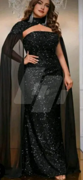 فستان أسود سوارية طويل