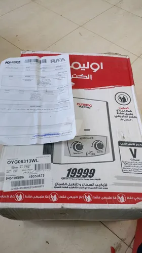سخان اولمبيك الكتريك 6 لتر غاز طبيعي بدون مدخنه بالمحول أو ادابتر