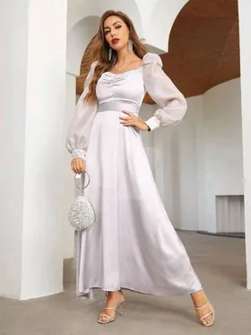 Shein stain silver dress, camel bag from shein, printed bag local brand